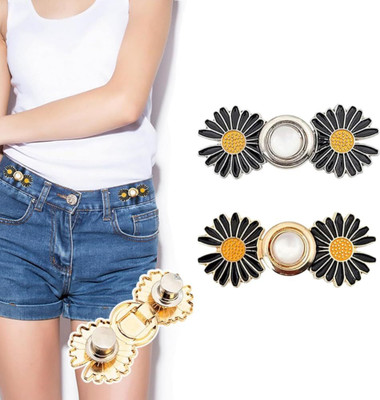 StayWay Pant Waist Tightener Instant Jean Buttons for Loose Jeans Pants Clips 2 Pieces Metal Buttons(Pack of 2)