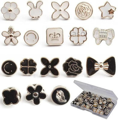 Jiyancreation No Sew Button for Sweater Brooch(Black, White)