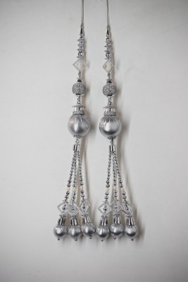 Ethnic at ease Long Bridal Heavy Latkan Tassel for Lehenga Brooch(Silver)