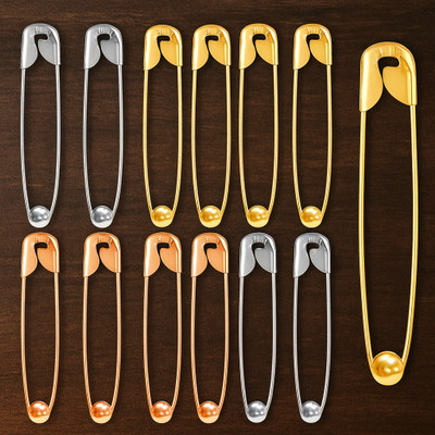 Bawree Silver Gold Rose Gold Metal Safety Pin Brooch(Gold)