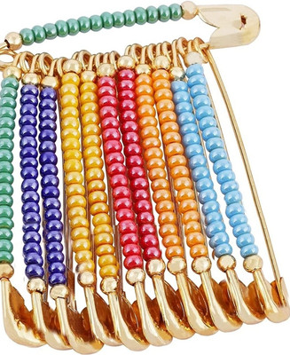 RENU CREATION Gold Singal Row Colour Saree Pin Design Safety Pins for womens Brooch (MULTI) Brooch(Multicolor, Gold)