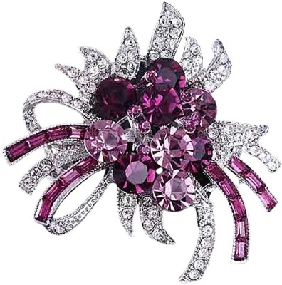 SYGA Brooch Pin Fashion Crystal Rhinestone Jewellery for Bridal Women Girl-S20 Brooch(Silver, Purple)