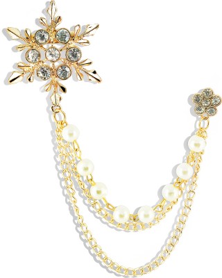 groomiverse Alluring White Flash Brooch With Pearl-fect Gems Brooch(Gold)