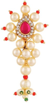 Vama Fashions Maharashtrian Traditional Jewellery Marathi Nath Safety Saree Pin for Nauvari Brooch(Gold, Pink)