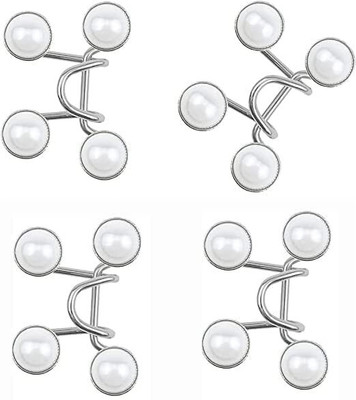 MGNLR Instant Jeans Button Pins Waist Tightener 1 pair Brooch (White) Brooch(White)