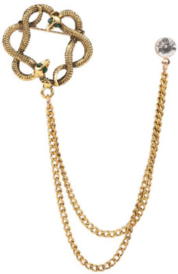 the tie hub Gold Snake Round Chain Lapel Pin Brooch(Gold)