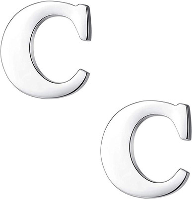 FURE Elegant C Initial Collar Pin Brooch(Silver)