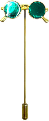 aamiya creations Trendy Green Glasses Design Golden Plated Lapel Pin Brooch(Gold)