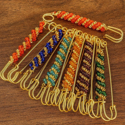 Bawree Multicolour Beads Sadi Pin set ladies fancy Brooch Duppata Pins Brooch(Multicolor)