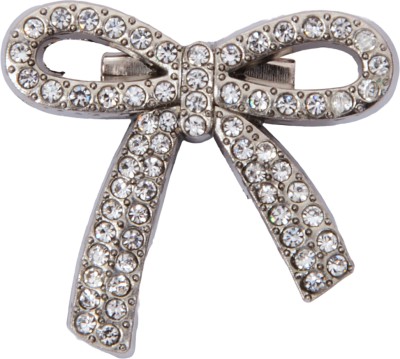 EXOTICA Fashions Elegant Crystal Bow Brooch Pin Unisex Sparkly Rhinestones Beautiful Lapel Pins Brooch(Silver)