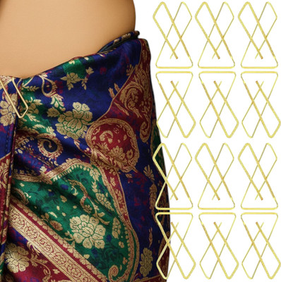 Naosucura 12-Piece Gold Decorative Saree Pins – Hold Sarees Beautifully Every Time Brooch(Gold)