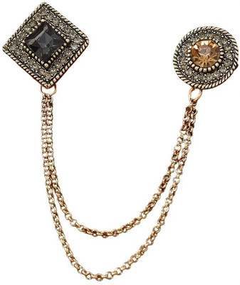 SYGA Men's Pearl Chain Diamond Suit With Eagle Chain Lapel Pin Brooch(Gold)