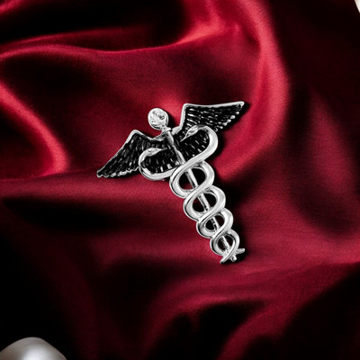 mahi Caduceus Doctor's Brooch Lapel Pin for Men Brooch(Silver)