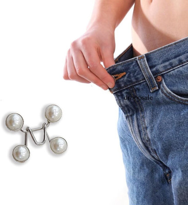 Mirae Jeans Waist Tightener Button Brooch(Silver, White)