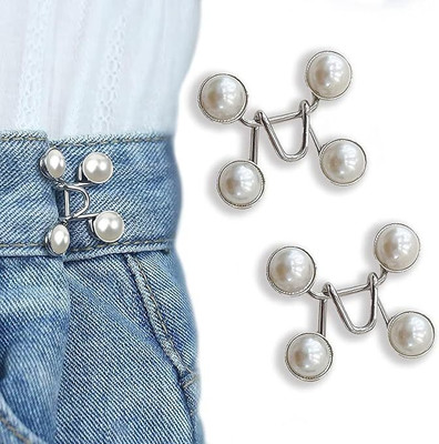ZIVINI Jeans Waist Tightener Button 01 Pair Brooch(Silver)