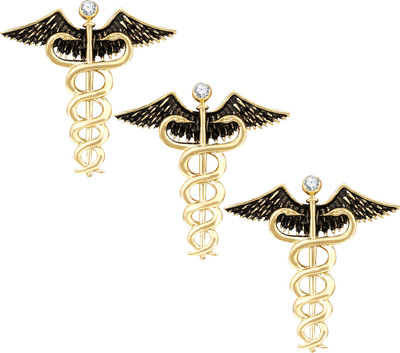 mahi Combo of Caduceus Doctor's Brooch / Lapel Pin Brooch(Gold)