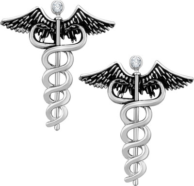 mahi Combo of Caduceus Doctor's Brooch / Lapel Pin Brooch(Silver)