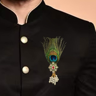 GemVibe Gift Jaipur Morepankh Peacock feather Brooch(Gold)