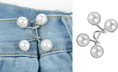 Mirae Jeans Waist Tightener Button Brooch(Silver, White)