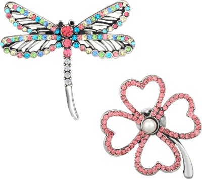 mahi Floral and Butterfly Shaped Lapel Pin / Brooch Brooch(Multicolor)