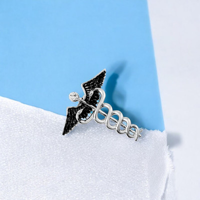 mahi Caduceus Doctor's Brooch Lapel Pin for Men Brooch(Silver)