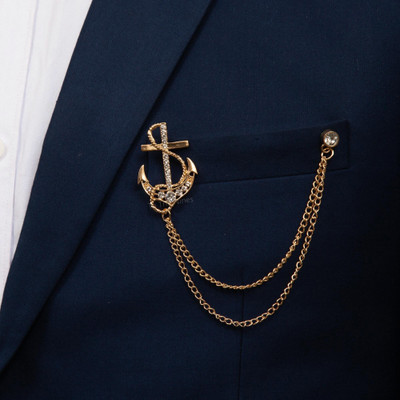 To The Nines Anchor Design with Golden Chain Brooch Brooch(Gold)