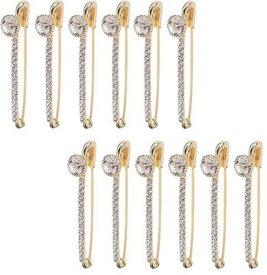 KDGTREADS Golden Crystal Stone Sarees Brooch pin Brooch(Gold)