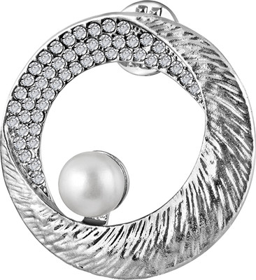mahi Artificial Pearl Silver Color Saree Pin Brooch Brooch(Silver)