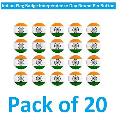 SINAL Pack of 20 Indian Flag Badge Independence Day Pin Button (IBB2.3) Brooch(Multicolor)