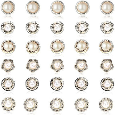hbsenterpeise 30 Pcs Pearl Buttons,Cover Up Brooch Pins Mini Safety Shirt Buttons Pearls Buttons(Pack of 30)