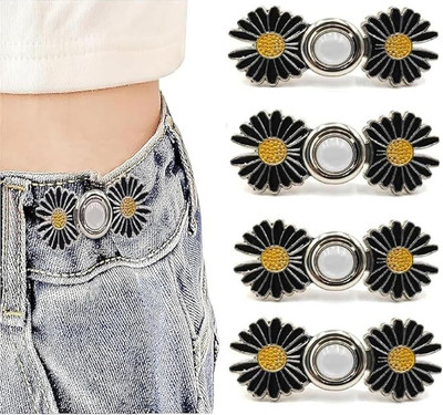 Whipbird Flower Waist Buckle for Jeans, Flower Jean Button Pins Brooch(Multicolor)