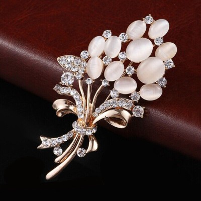 mahi Opal Wheat Flower Bouquet Brooch / Saree Pin Dress Scarf Brooch(White)