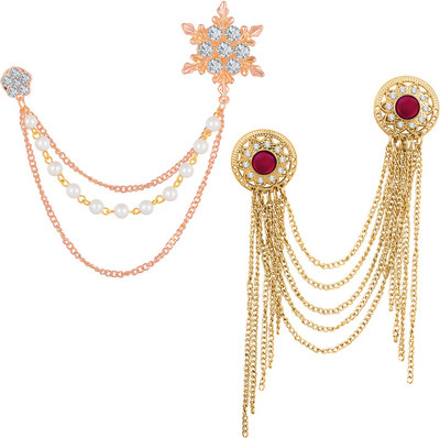 mahi Layered Chains Brooch Brooch(White)