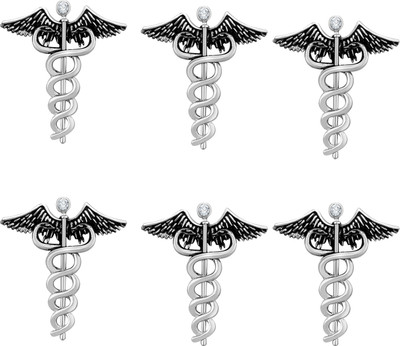 mahi Combo of Caduceus Doctor's Brooch / Lapel Pin Brooch(Silver)