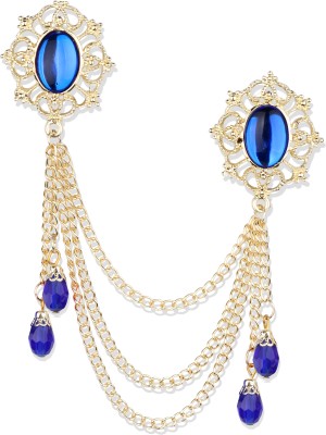 Panjatan Crystal Neon Blue Pearl Brooch(Blue)