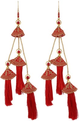 BHANA FASHION Set of 2 Gold- Red Pearl Latkan, Can be adjusted in saree, suit and lehnga_BF2 Brooch(Red)