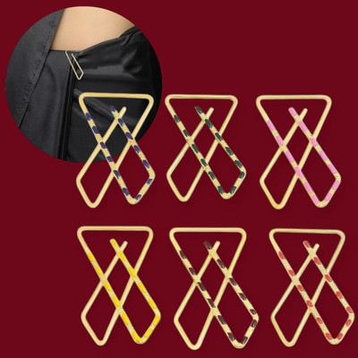FlyTouch Saree Draping Essentials – 6 X Pins Multicolor Gold Plated Strong Hold Brooch(Multicolor)