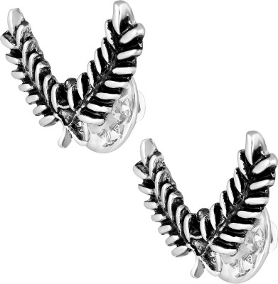 mahi Cross Leaves Collar Pins Set Brooch(Silver)