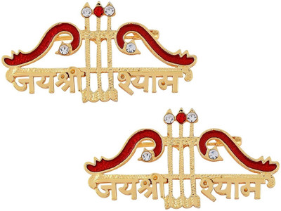 Stylewell Set Of 2 Diamond/Nug Jai Shree Khatu Shyam Ji Teen Baan Dhanush Lapel Pin Brooch Brooch(Gold)