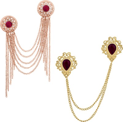 mahi Layered Chains Brooch Brooch(Maroon)