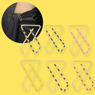 Naosucura Stylish Saree Pins 6 Pcs Gold Plated Enamel Finish Decorative Large Size Pack Brooch(Multicolor)