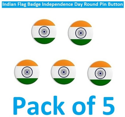SINAL Pack of 5 Indian Flag Badge Independence Day Round (IBB3.1) Brooch(Multicolor)