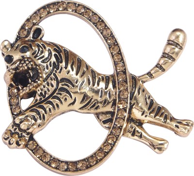 Adorn Lion Rhinestone Brooch Pin For Men & Women Jackets Suit Coat Sherwani(Gold) Brooch(Gold)