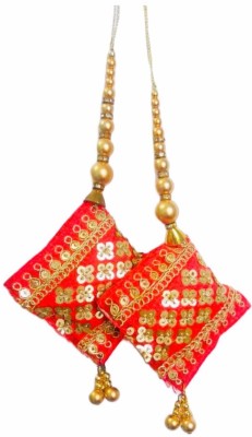 CREATIVE MINDZZ Handmade ORANGE Rajasthani Cushion Sequins Latkan/ Tassel for blouse & Lehenga Brooch(Orange)