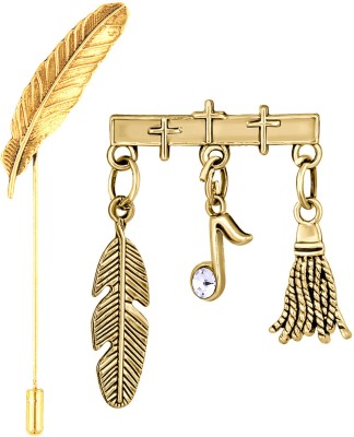 mahi Leaf and Musical Note, Feather Charms Lapel Pin / Brooch Brooch(Multicolor)