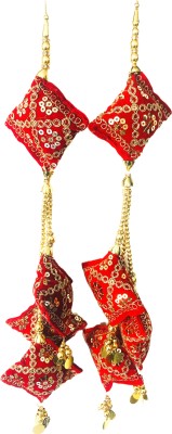 CREATIVE MINDZZ Rajasthani BIG Cushion RED SEQUINS Latkan/Tassel for Lehenga (02 PCS) Brooch(Red)