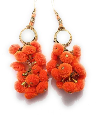 LIBAS FASHION Latkan Handmade Women Hanging Tassels Lehanga Bridal Traditional Brooch(Orange, Gold)