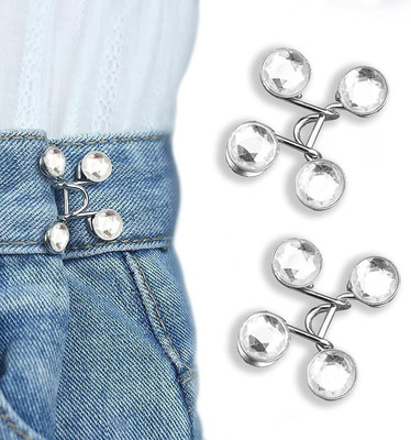 GOTEE STORE Diamond Waist Pin Metal Buttons(Pack of 2)