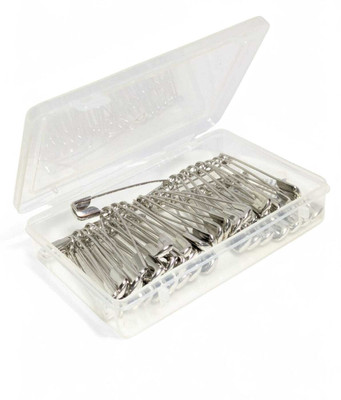 krithi Safety Pin Box for Saree, Hijab, Tailoring, Sewing- Size 2- 50 pcs Brooch(Silver)