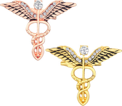 mahi Combo of 2 Caduceus Doctor's Brooch / Lapel Pin Brooch(Multicolor)